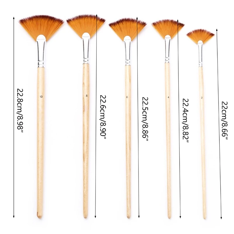 5 Pcs Multifunctional Paint Brush Fan Brushes Set Nylon Hair Painting Brushes