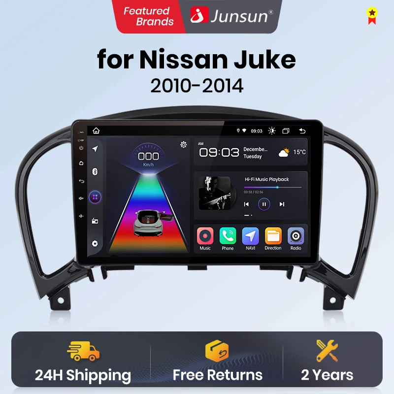 Junsun V1 AI Voice Wireless CarPlay Android Auto Radio for Nissan Juke YF15 2010 2011 2012-2014 4G Car Multimedia GPS 2din