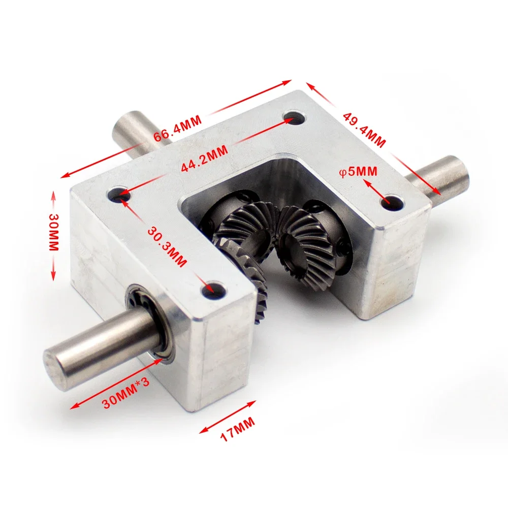 90 Degree Differential Assembly Gearbox 1:1 Spiral Bevel Gear Small Dual Output Shaft Angle Converter Shaft Diameter 6/8/10MM