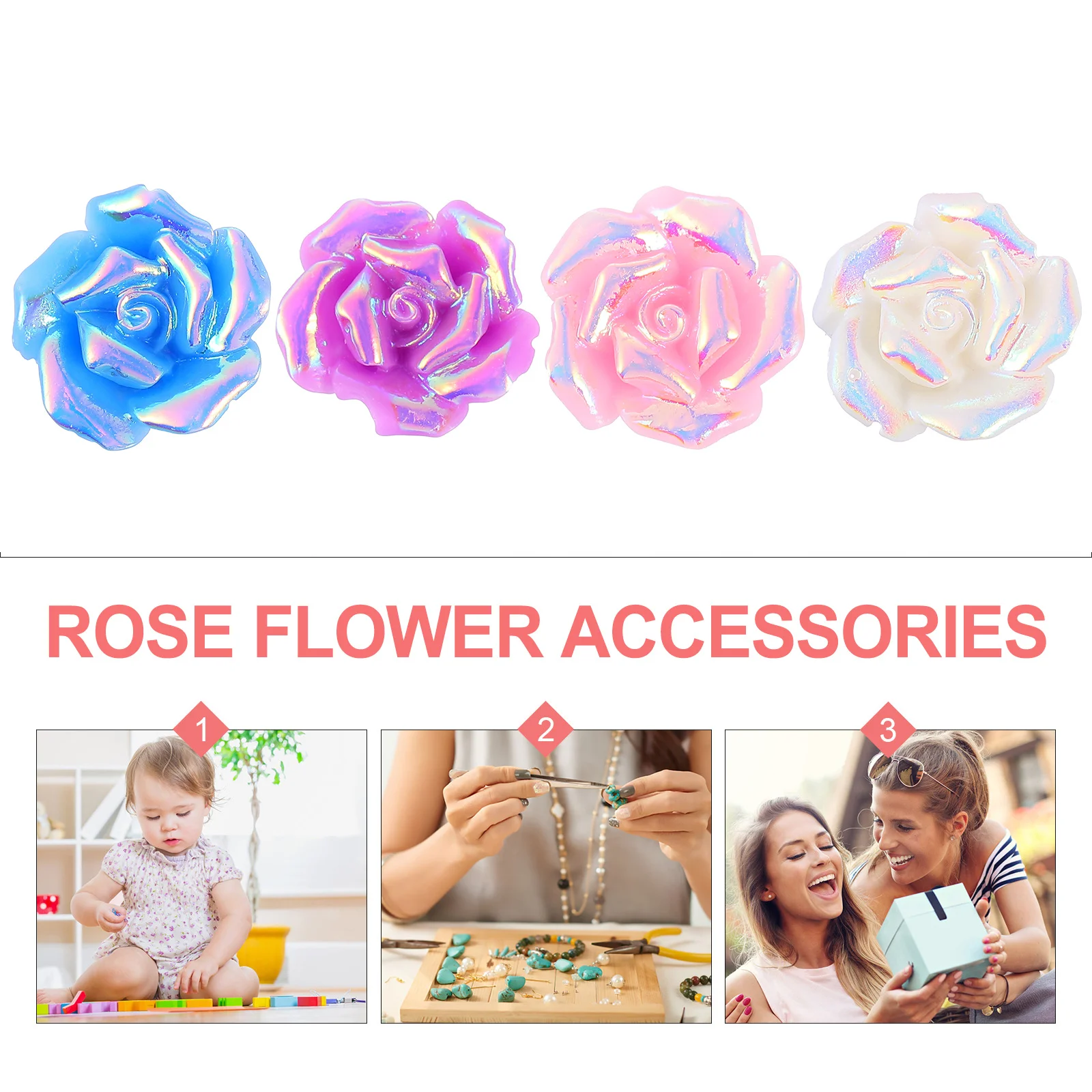 20 個樹脂ローズフラワービーズ電話ケースアクセサリー装飾 DIY 用品ジュエリーペンダントリングホームパーティー結婚式の記念品