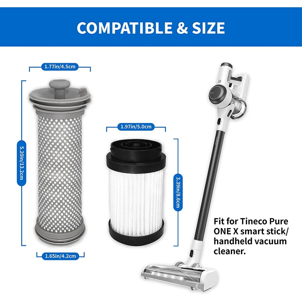 Kit filtro di ricambio compatibile per aspirapolvere Cordless Tineco PURE ONE X, 2 prefiltri e 1 filtro HEPA