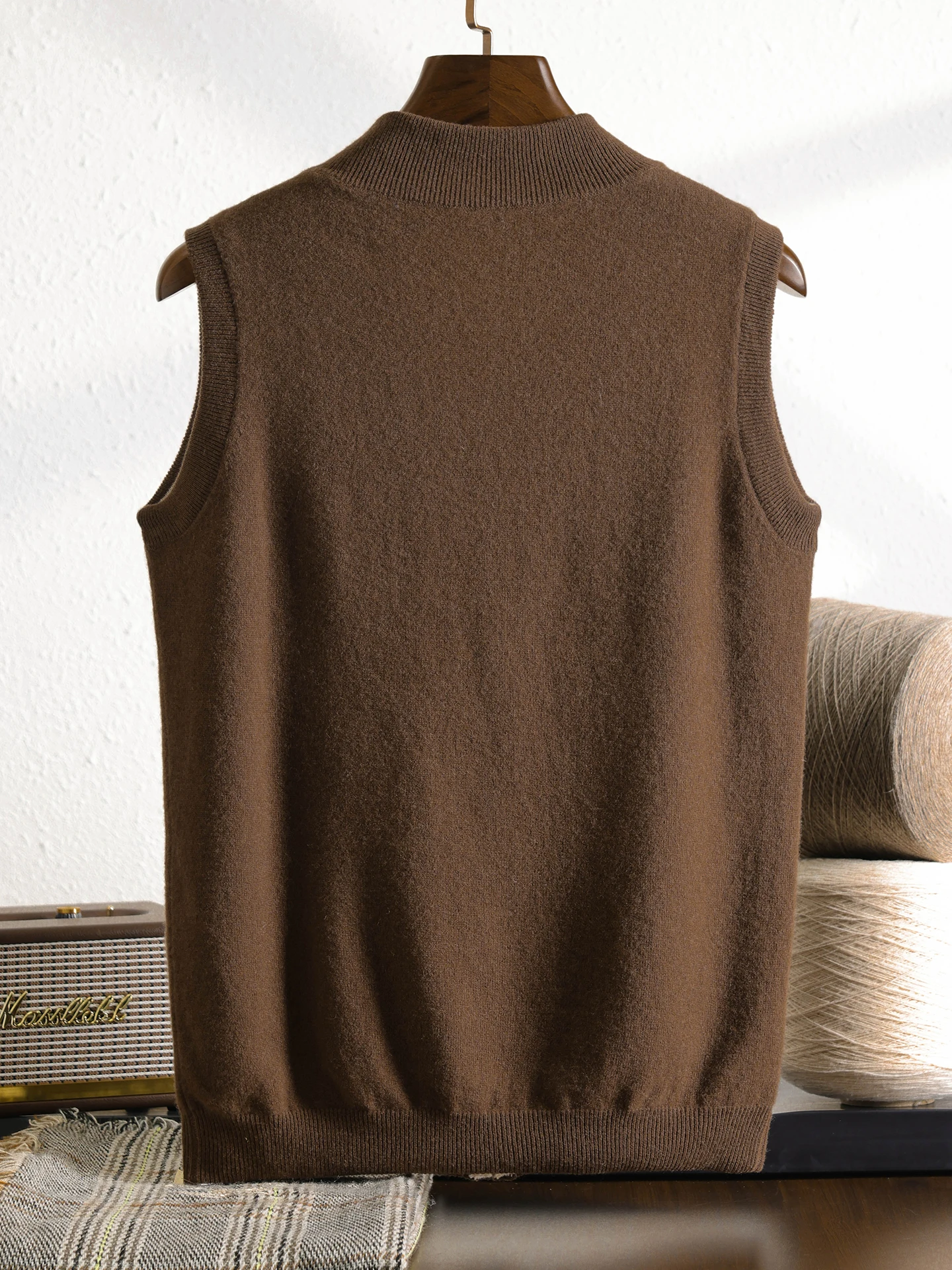 New Smart Casual Men 100% Merino Wool Sweater Vest Autumn Winter Man Knitwear Thick Cardigan Double Sides Cashmere Clothing Tops