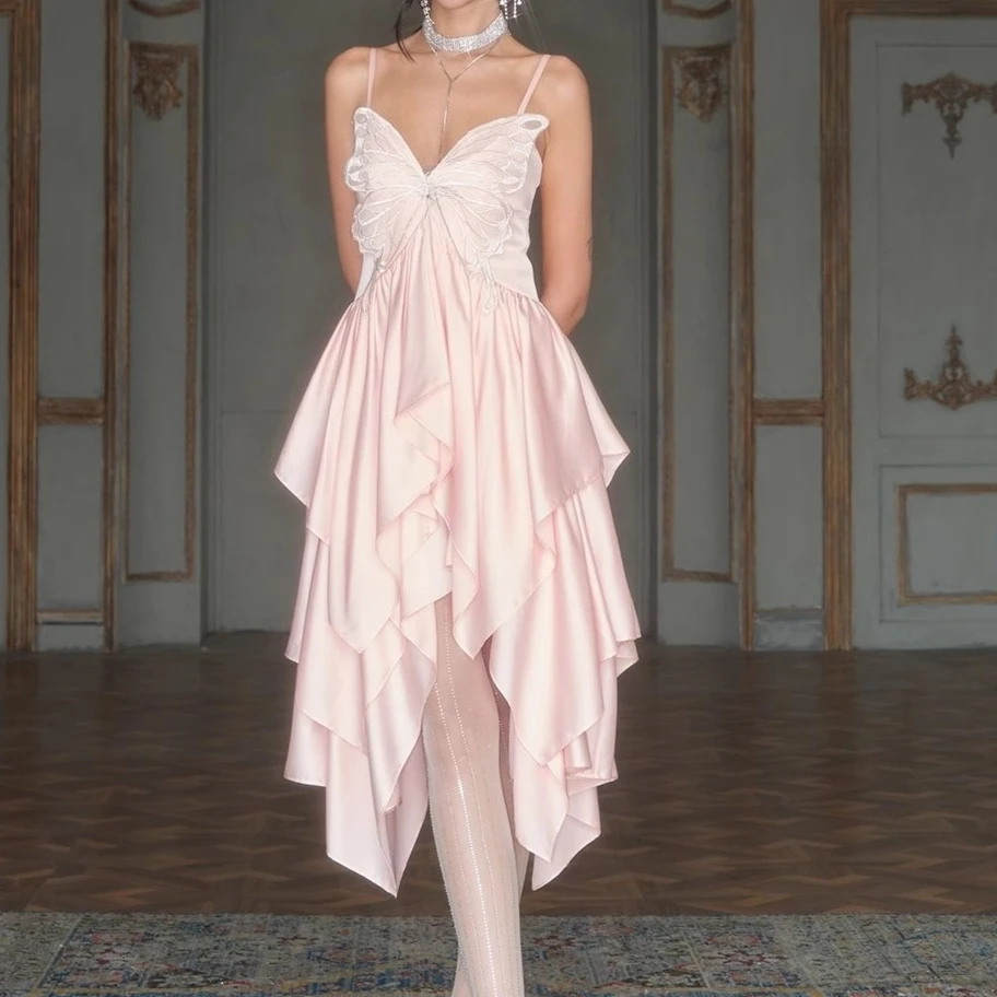 Roze satijnen jurk dames mouwloze gelaagde ruches elegante kleding dame streetwear chic slash hals vestidos bodycon party