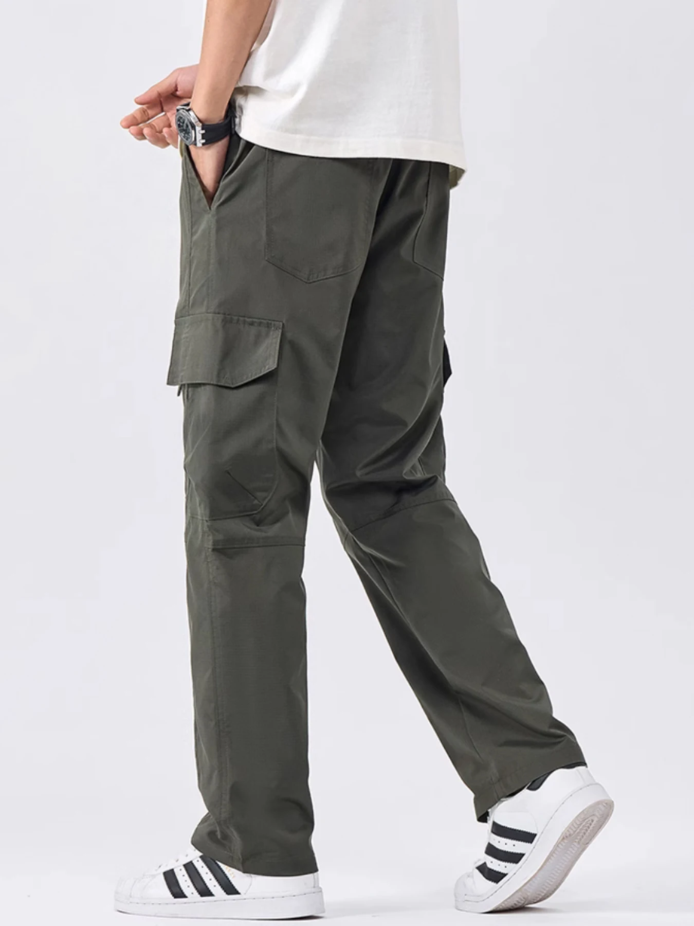

Men Hiking Pants Waterproof Pocket Loose Straight Cargo Trousers Outdoor Camping Sport Fishing Tactics Trousers