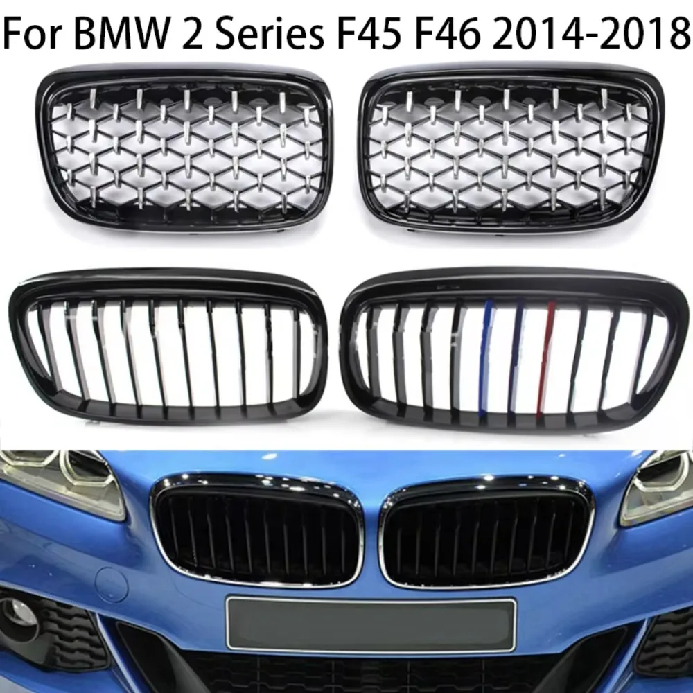 For BMW 2 Series F45 F46 GT 2014-2018 216i 218i 220i 225i Upgrade Front Radiator Grill Kidney Hood Gril Diamond Style