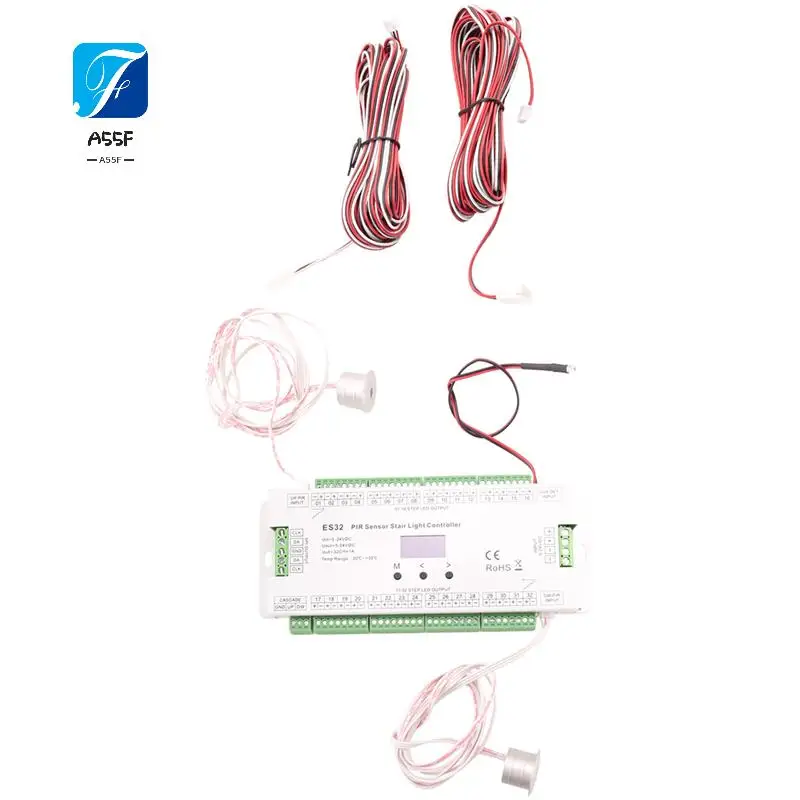 

A55F-32CH ES32 PIR Sensor Stair Light Controller Human Body Infrared Inductive Switch Stair Lamp Control For Single Color