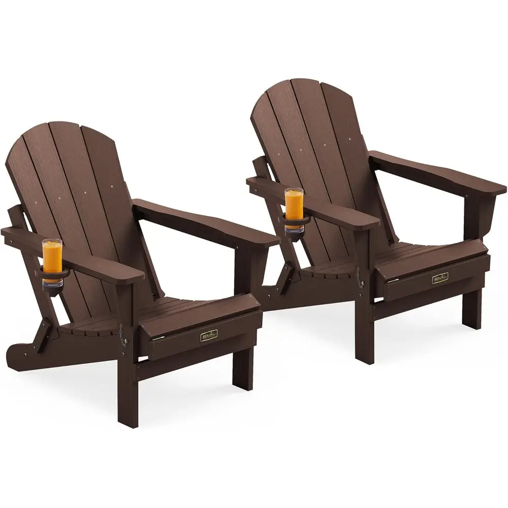 

Weather-Resistant Adirondack Chair Duo with Cup Holders for Patio and Garden Relaxation