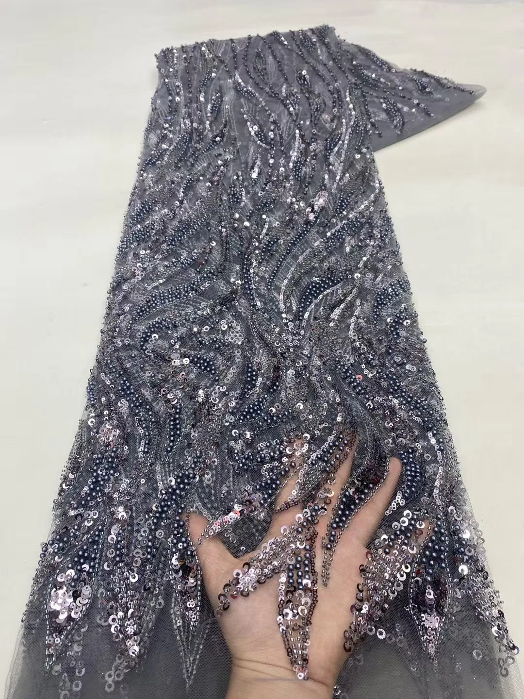 

Madison-Latest African Lace Fabric, Luxury French Sequins, Mesh Lace Fabric, High-end Handmade Beaded for Wedding, 2025