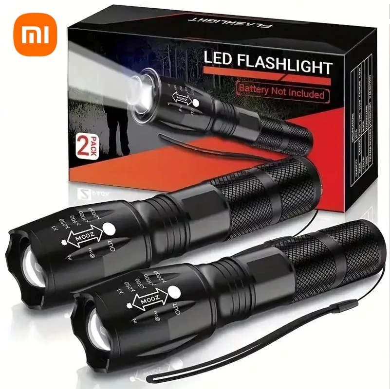 Torcia LED ad alta potenza Xiaomi 5 modalità Torcia da campeggio in alluminio zoomabile Impermeabile Uso 3 batterie AAA per attività all'aperto ﻿