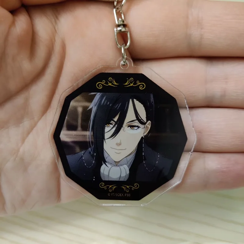 6CM Black Butler Hot Anime Figures Sebastian Michaelis Acrylic Key Chains Ciel Phantomhive Keyrings Bag Decor Pendant Fans Gift