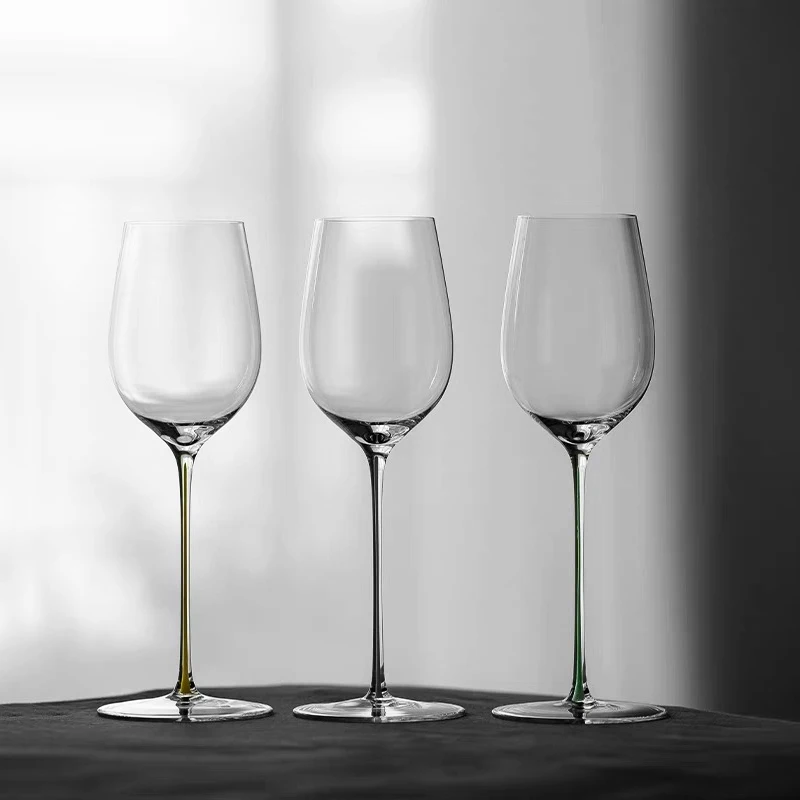 JINYOUJIA Colour Handle Montrachet Chardonnay Wine Glass Handmade Extremely Thin Masterly Craft Perfect Flawless Goblet