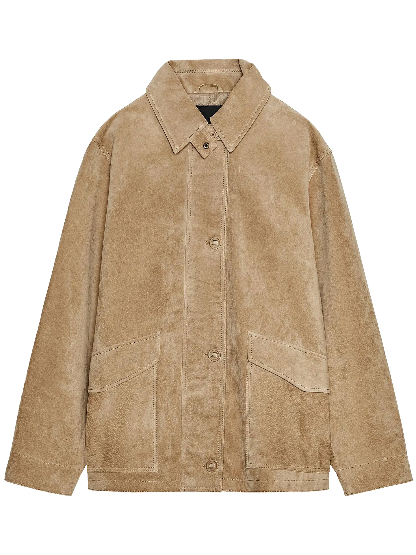 ZAPRHA Women's Leather Jaet 2025 Autumn New Sle American ular ket Decor Faux Velvet Texture Long Sve Casual Wind...