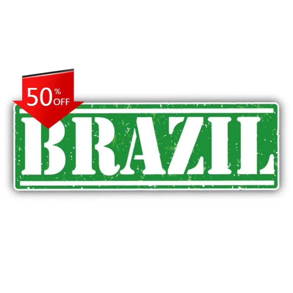 Brazil Grunge Travel Stamp Unique Car Laptop Window Bumper Waterproof Vinyl Decal Accessory Cute Vintage Retro Cute Vintage