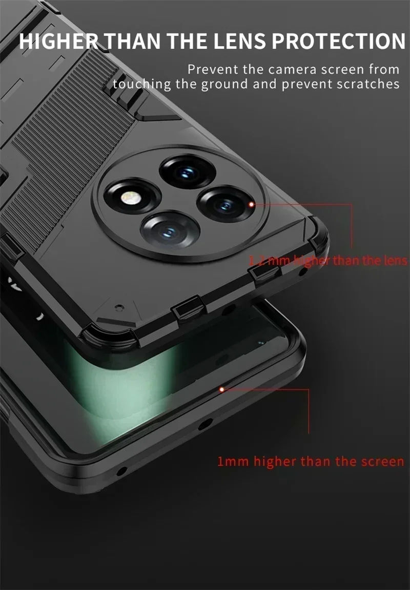 OnePlus 11 5G 용 충격 방지 아머 휴대폰 케이스, 마그네틱 거치대 스탠드 후면 커버, One Plus 11 11R OnePlus 11R 5G 용