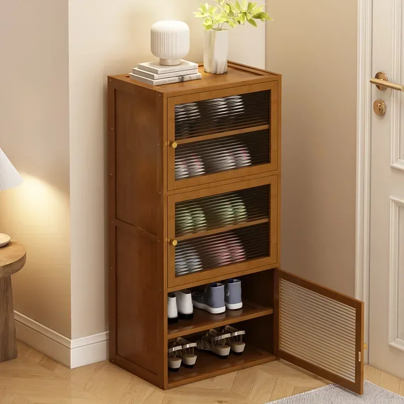 Shoe cabinet, narrow transparent shoe rack  floor-to-ceiling multi-layer storage artifact, dustproof and simple shelf.