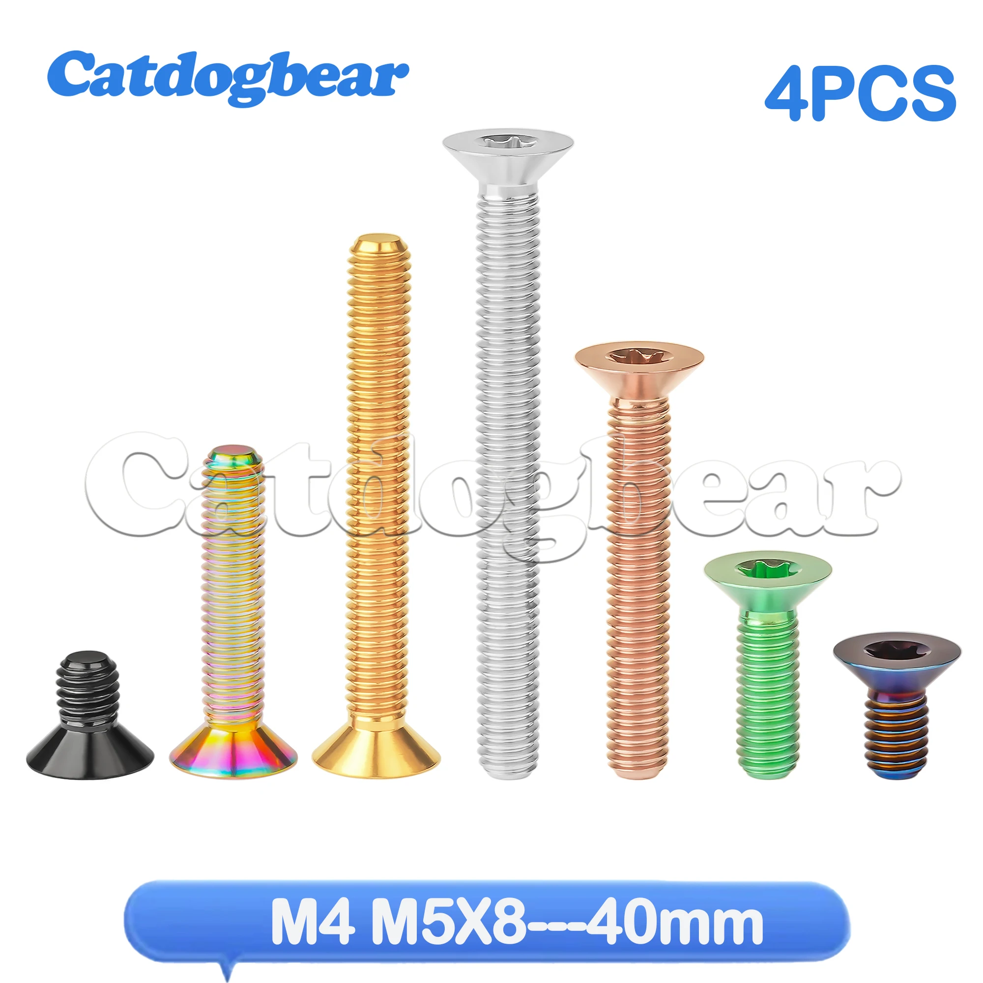 

Catdogbear 4PCS Titanium Bolts M4 M5x8 10 12 15 20 25 30 35 40mm Torx Screws For Motorcycle Bicycle