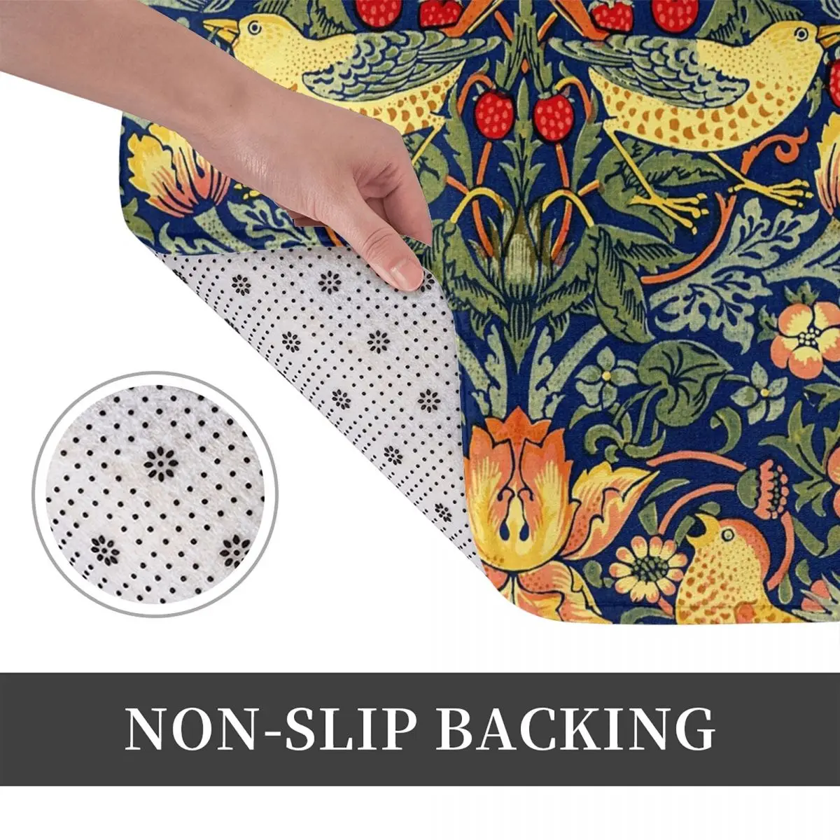 윌리엄 모리스 딸기 도둑 미끄럼 방지 도어 매트 바닥 매트 먼지 방지 카펫 러그 주방 입구 홈 발코니 발판 매트