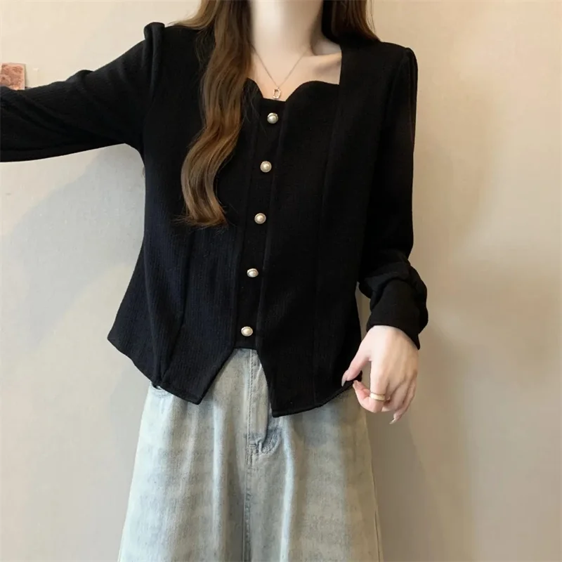 フランス女性プレミアムカジュアルブラウス春秋女性無地シャツコートレディースファッション大きいサイズ4XLボトムシャツトップス