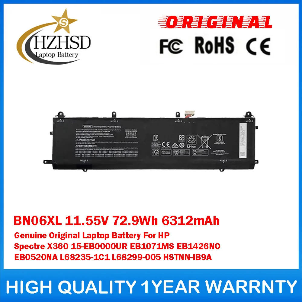 BN06XL 11.55V 72.9Wh 6312mAh Genuine Original Laptop Battery For HP SpectreX360 EB1071MS EB1426NO EB0520NA L68235-1C1 L68299-005