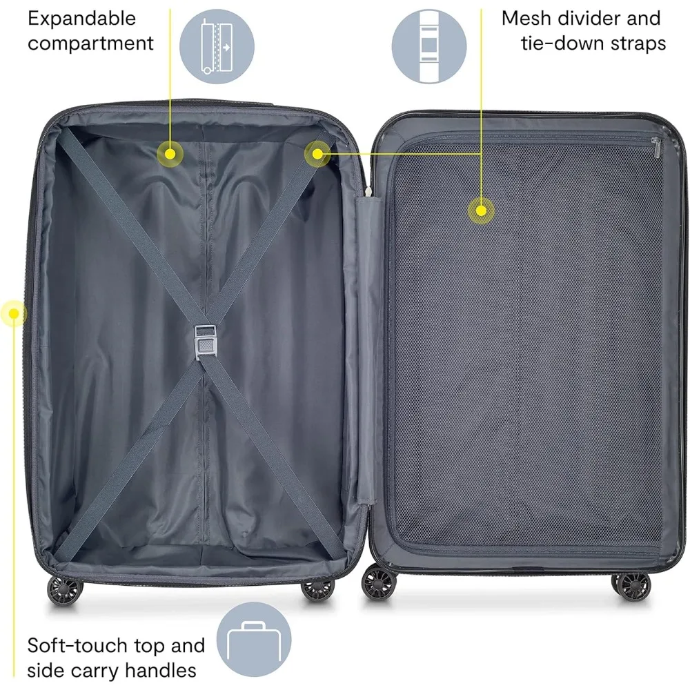 Juego de equipaje giratorio rígido expandible de dos piezas en rosa peonía con diseño aero para viajes