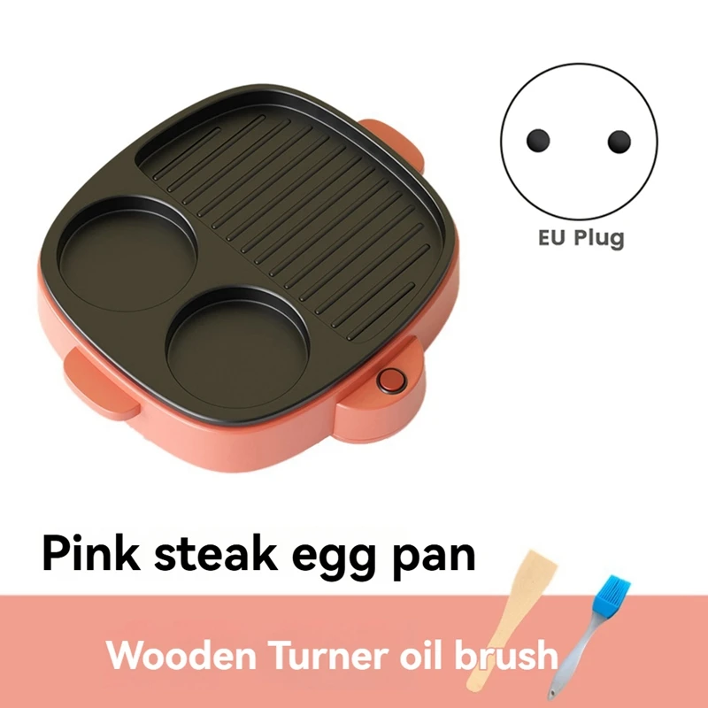 3 In 1 Electric Omelette Pan Barbecue Pan Electric Cooker Multifunction Non-Stick Hotpot  Food Steamer Steak Frying  B EU Plug