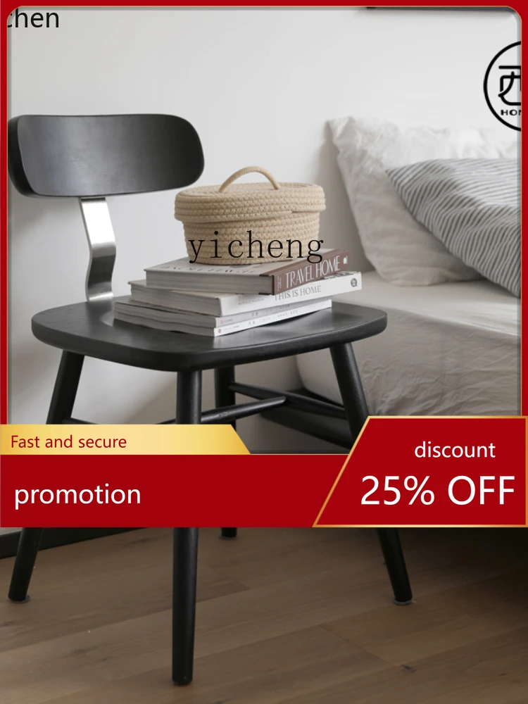 

YFY Solid Wood Dining Chair Nordic Solid Wood Dining Chair with Backrest Mortise Stainless Steel Chair