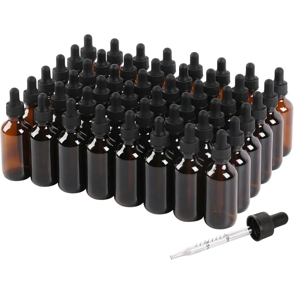 

48 Pack, 2oz Glass Dropper Bottle, Preety Texture Tincture Bottles with Precise Scales Eye Droppe, or All Kinds O Mixed Liquids,