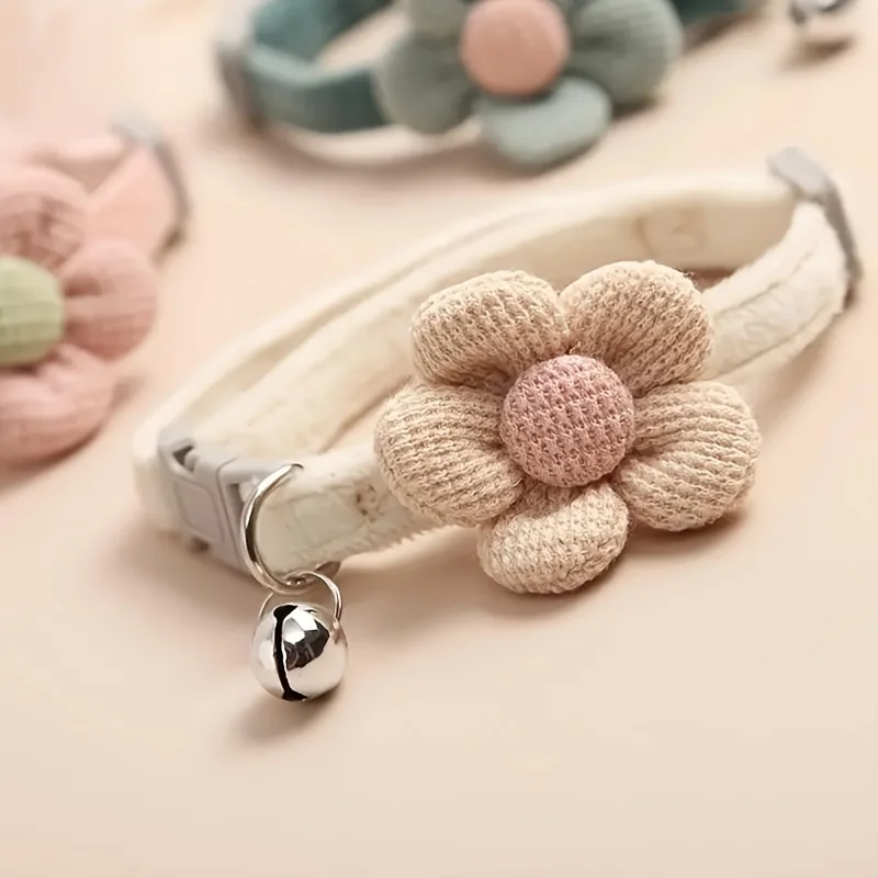 1Pc Cat Collar with Cute Flower Adjustable Buckle Cat Collar Bell Collar Cat Small Pet Supplies Kitten Collar Small Dog Acce