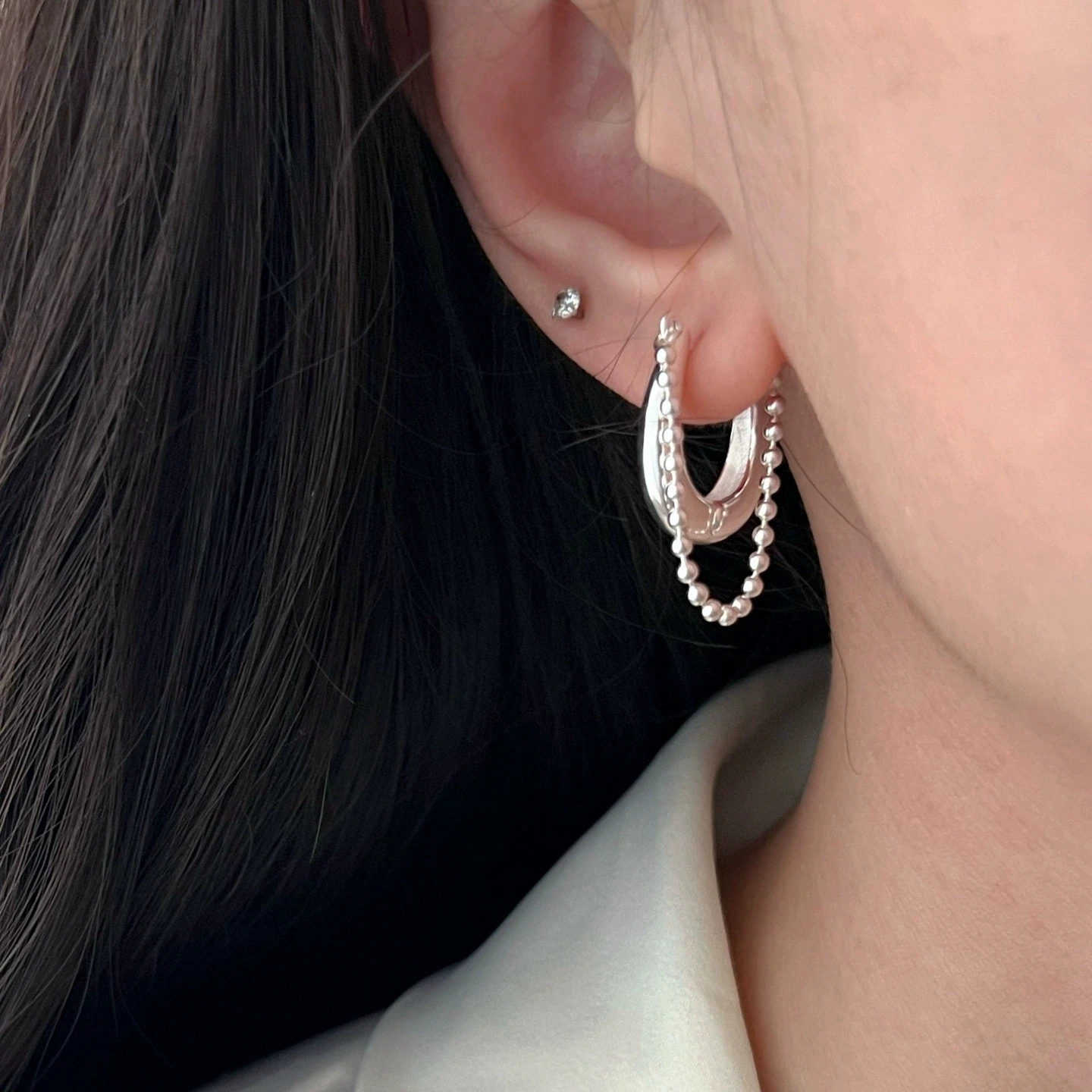 XIYANIKE Metallic Beads Chain Hoop Earrings For Women Niche Fashion New Jewelry Gift Party серьги женские