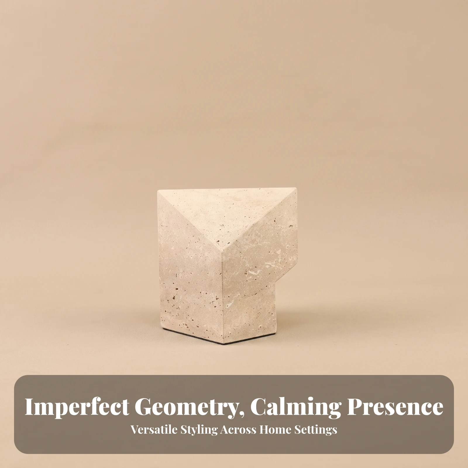 Geometric Stone Block Faceted Stone Ornament Tabletop Display Object Structured Block Sculpture Decorative