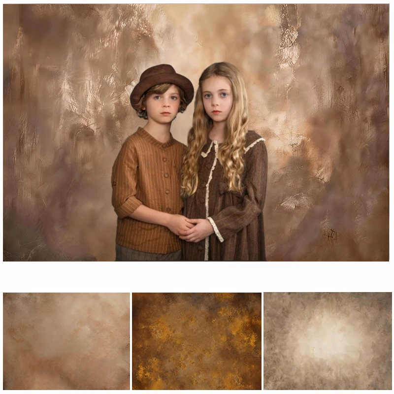 

LS Brown Abstract Textures Backdrops Kids Baby Photography Child Adult Photocall Decors Dark Gold Brown Retro Wall Background