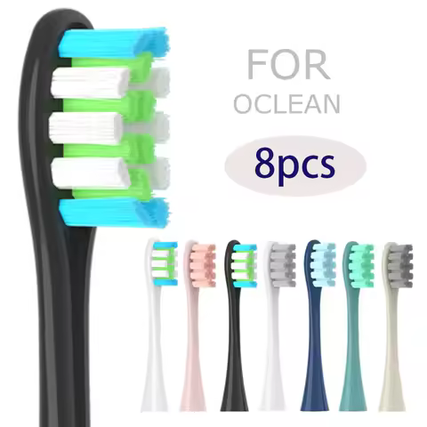 8 pcs Replacement Brush Heads for Oclean X PRO Elite/Flow/F1/One/X/All Series Sonic Electric Toothbrush DuPont Soft Bristle