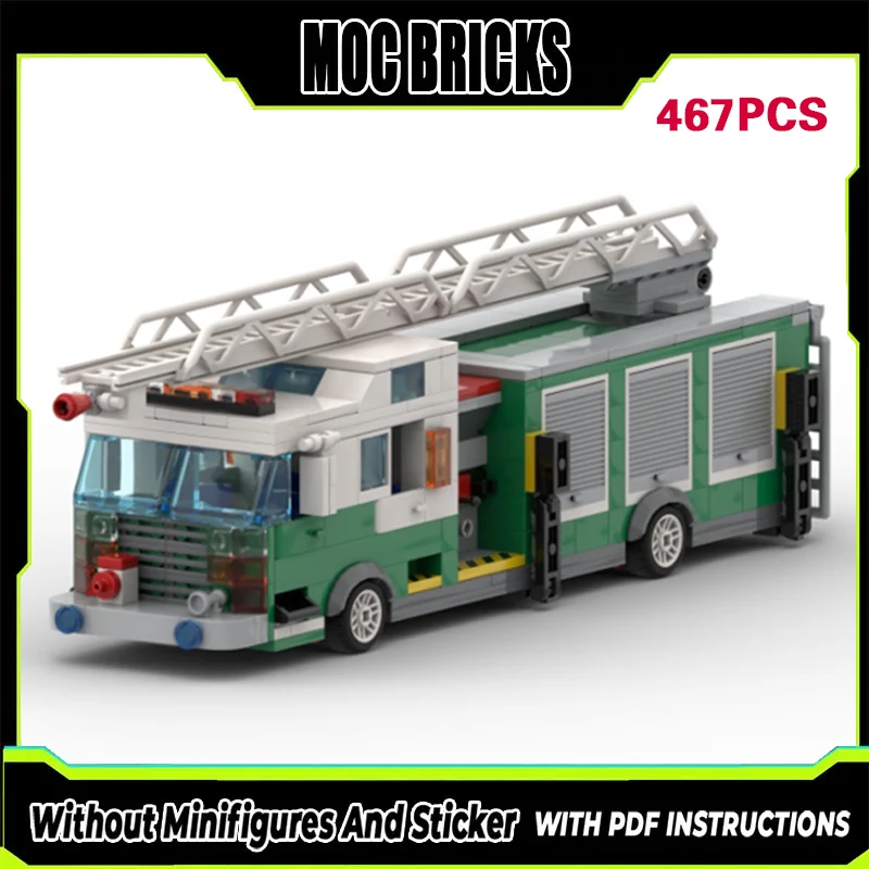 

Модель городской пожарной машины MOC из строительных блоков, модульная конструкция, технологичный конструктор, детский подарок на праздники, набор для сборки игрушек