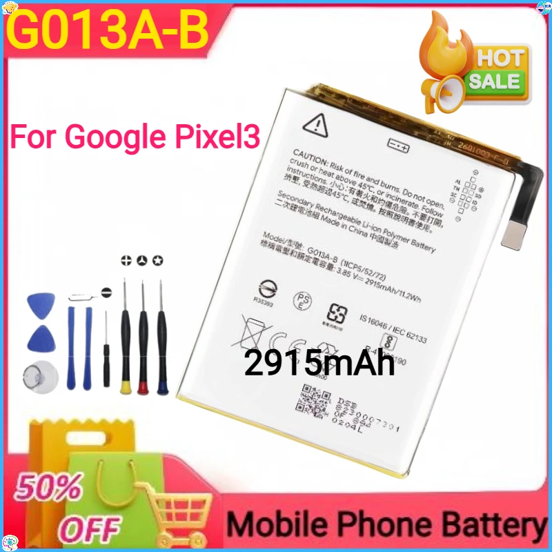 G013A-B 2915mAh Replacement Battery for Google Pixel3 Genuine Latest Production Mobile Phone Batteries+Tools