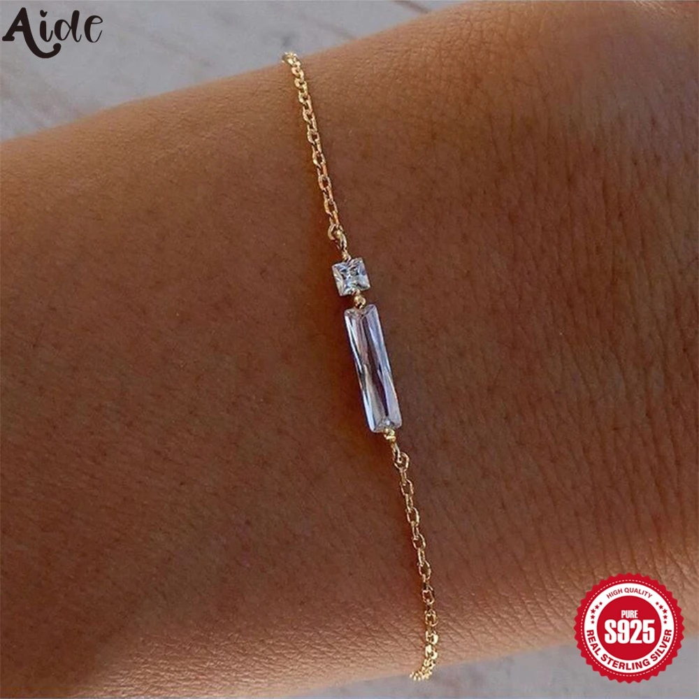 

Aide 925 Sterling Silver Unique Zircon Bracelet for Women Girls Gold Color Chain Bracelet Trendy Waterproof Fine Jewelry Pulsera