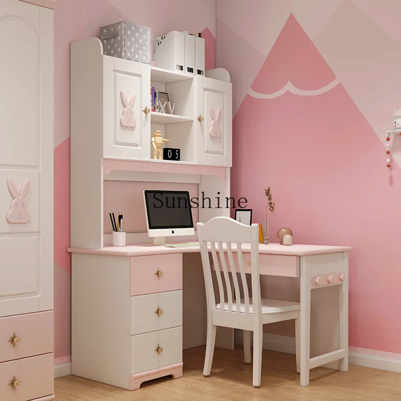 

Children's desk rack integrated combination girl pink princess cartoon rabbit one meter corner