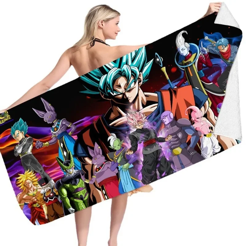 Dragon Ball Microfiber Double Sided Velvet Beach Towel Quick Dry Swimming Bath Towel Multi Purpose Square Towel Surfing Travel