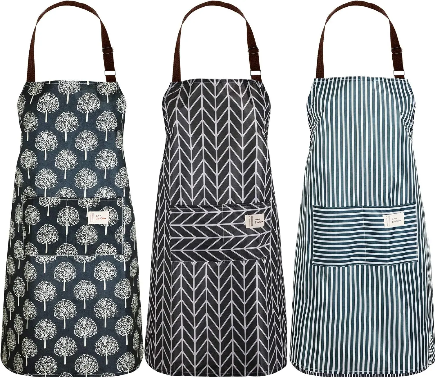 

3 Pieces Adjustable Bib Apron with Pockets Women Waterproof Cooking Aprons Men Chef Adults Baking Cleaning