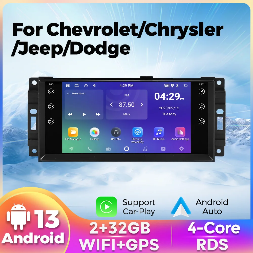 Android 13 Car Radio Carplay For Jeep Wrangler Cherokee Grand Cherokee Dodge Ram Chrysler Chevrolet Navigation Multimedia Player