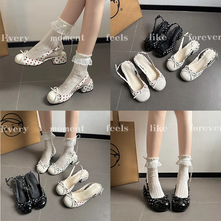 

French Fairy Style Chunky Heel Peep-Toe Sandals for Women 2026 New Summer Popular Height-Enhancing Polka Dot Mary Jane Shoes