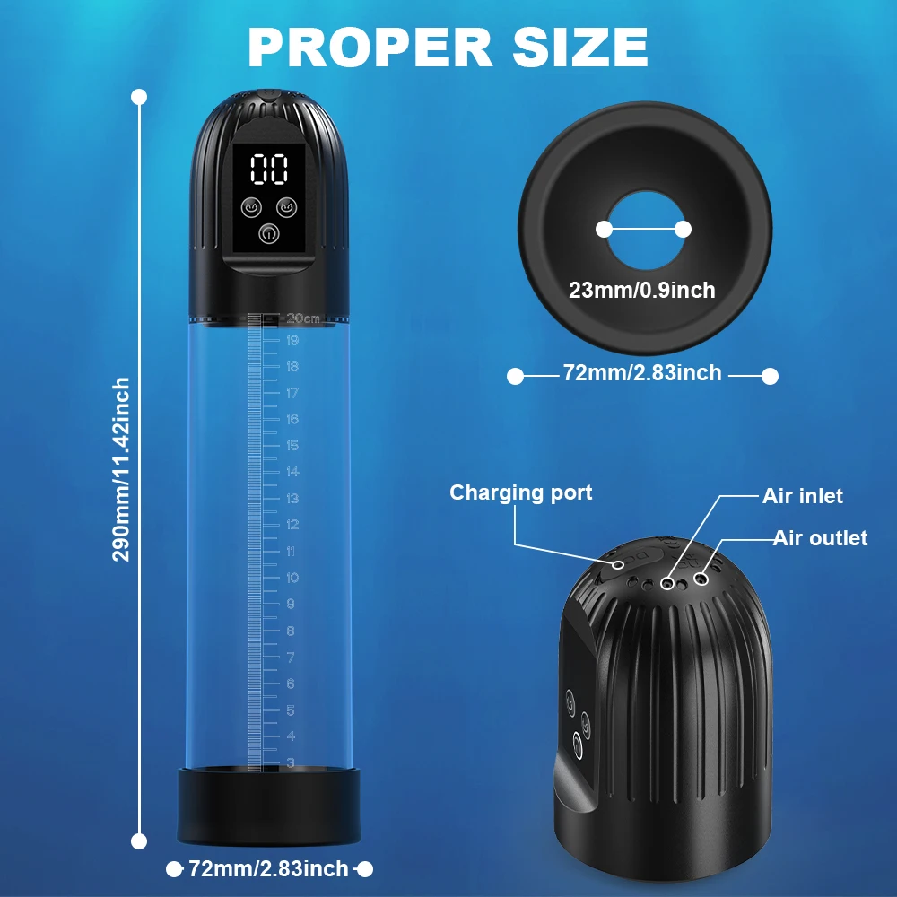 Electric Penis Enlargement Pump Waterproof Automatic Vacuum Therapy Massage Men Sex Toy for Cock Enlargement With Digital Count view 5