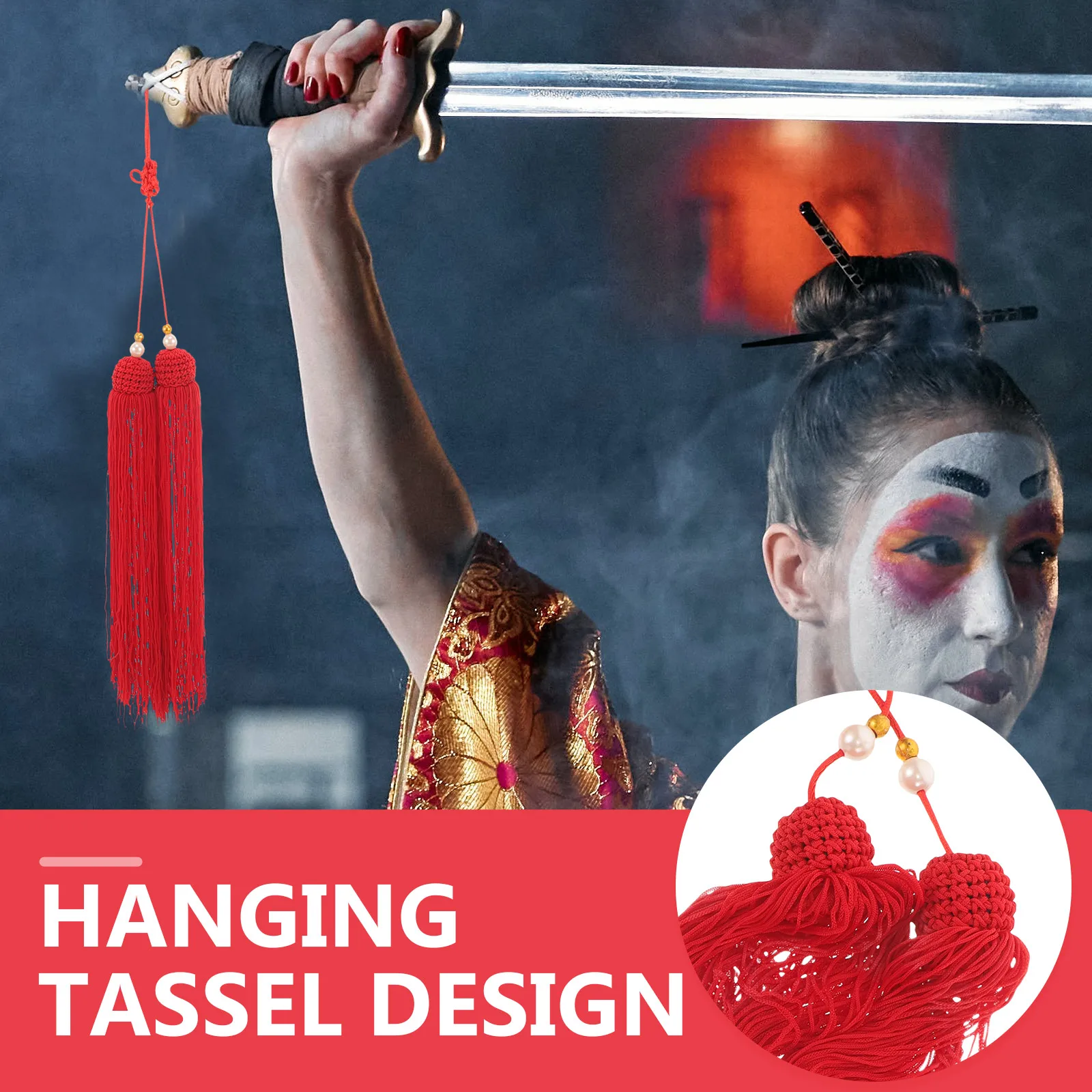 

Red Tai Chi Sword Tassel Secure Hanging Pendant Durable Vibrant Sword Tail Decor for Martial Arts Training Competition Use