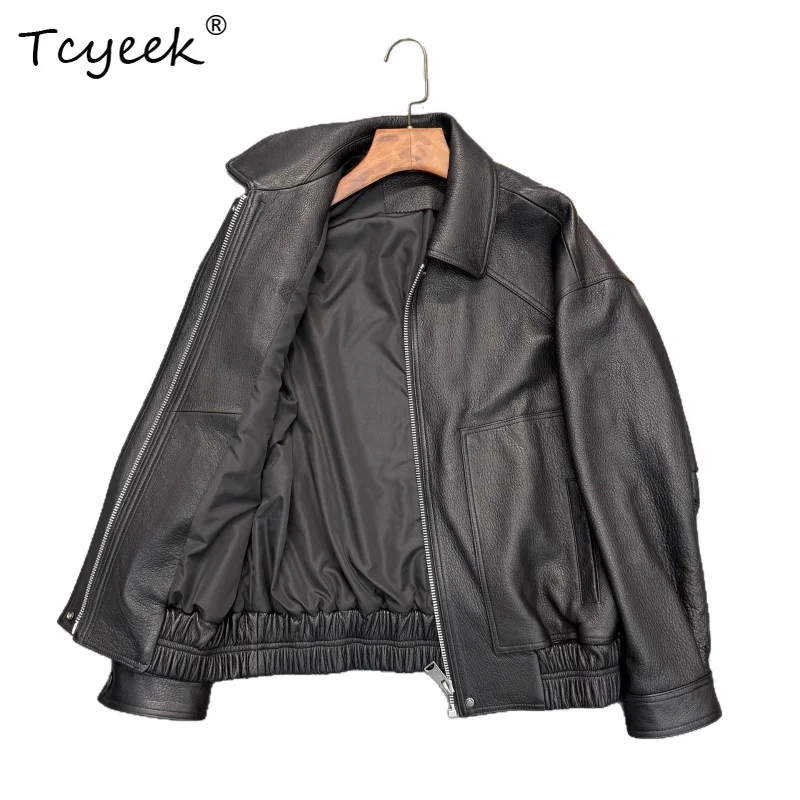 Tcyeek Genuine Leather Jacket for Women High-end Vintage Sheepskin Leather Coat Womens Spring Autumn Clothes Korean Style Косуха