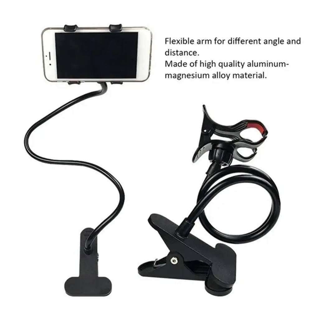 Universal Lazy Mobile Phone Gooseneck Stand Holder Stents Flexible Bed Desk Table Clip Bracket Support for Phone Flexible Arm