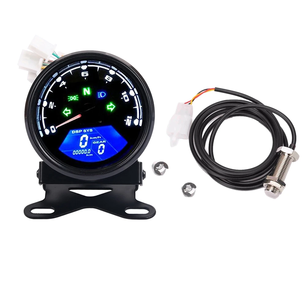 

Universal Motorcycle Lcd Digital Meter Odometer Tachometer Speedometer 12000RPM Gauge with