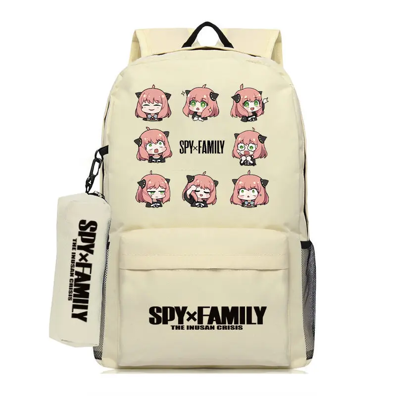 Espía a los dos yuanes mochila de animación tendencia estudiantes masculinos y femeninos mochila escolar fuerte mochila de dibujos animados más bolsa para bolígrafos