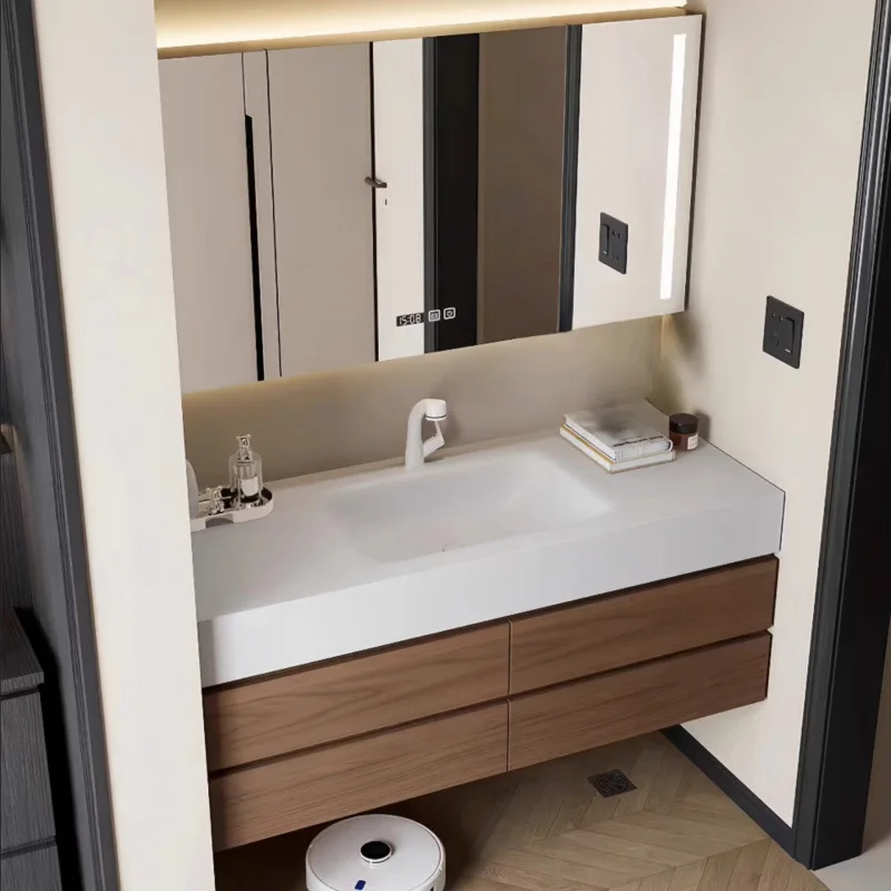 [Customized] Rock Slab Seamless Ceramic Integrated Basin, Bathroom Cabinet Combined Bathroom, Wash Hands, Face, Basin, Bathroom