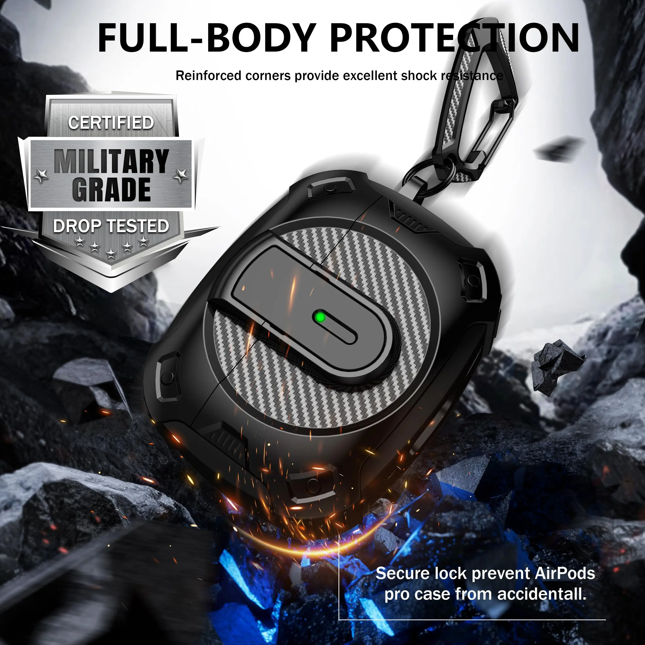 Caso de bloqueio de segurança para airpods pro 2 caso de carregamento sem fio capa protetora à prova de choque fone de ouvido para airpods 4 geração (2024)