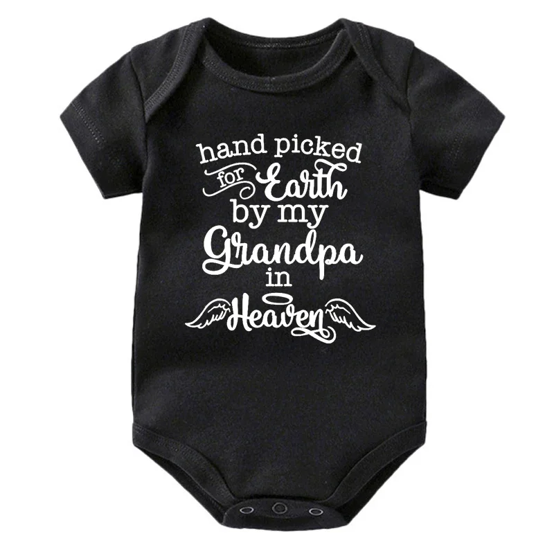 Cotton Baby Bodysuits Newborn Jumpsuit Hand Picked For Earth By My Grandma/Grandpa In Heaven Short Sleeve Summer Baby Outfits