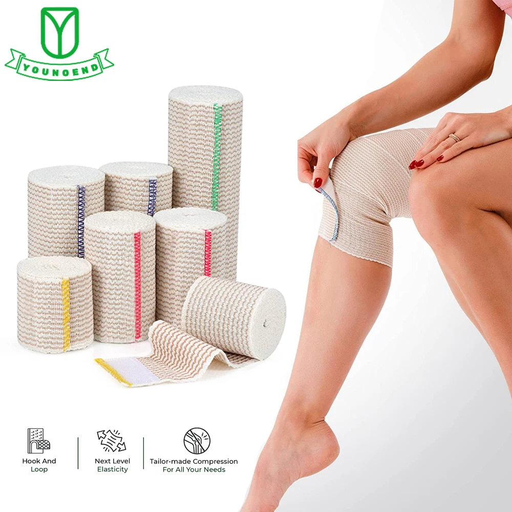 Premium Elastic Bandage Wrap Wide Compression Bandage with Hook & Loop Closures for Wrist,Knee,Ankle,Foot Sprains,Sport Injuries